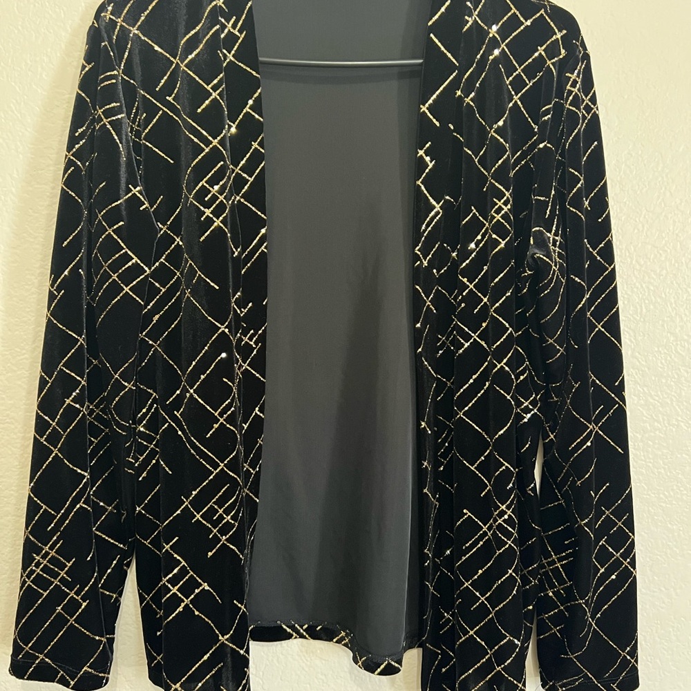 Black Suede jacket with gold glitter design